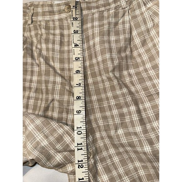 Westbound Linen Shorts Blend Plaid Shorts As 12 Tan On Cream - Picture 6 of 8